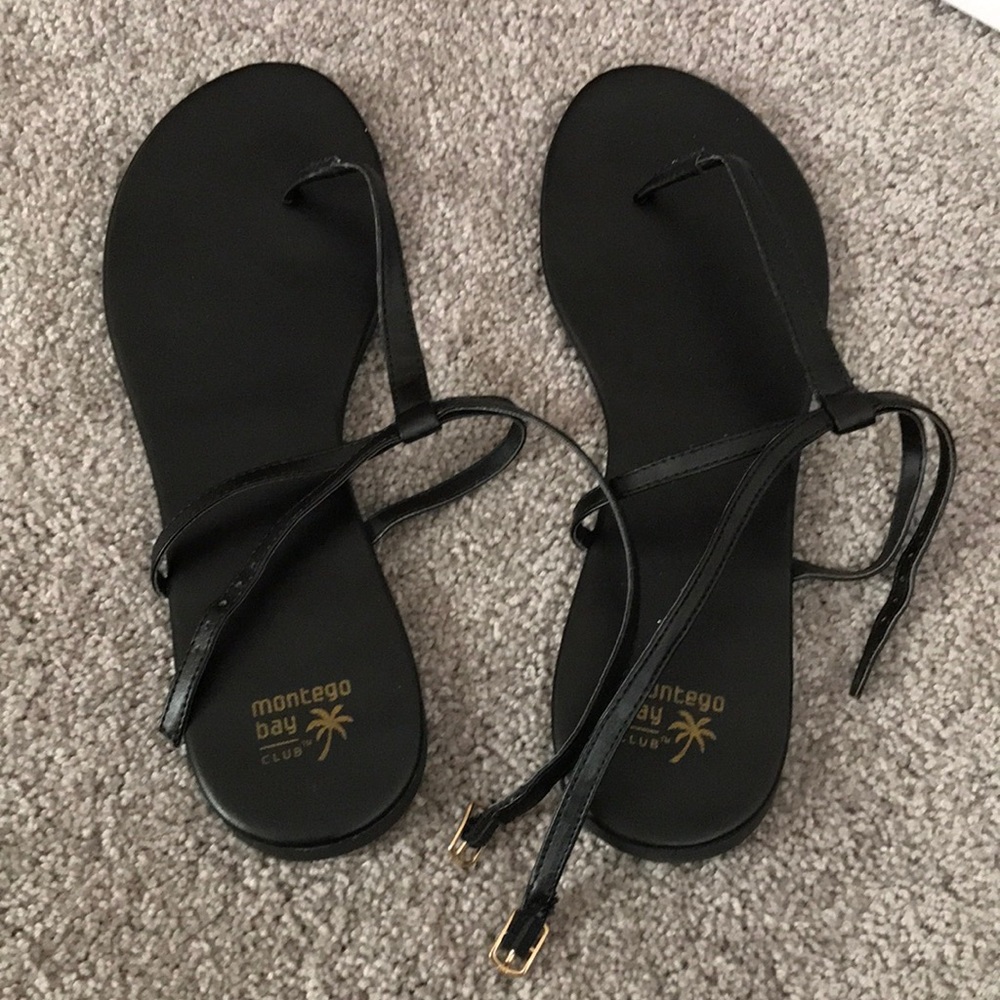 Flat black sandals